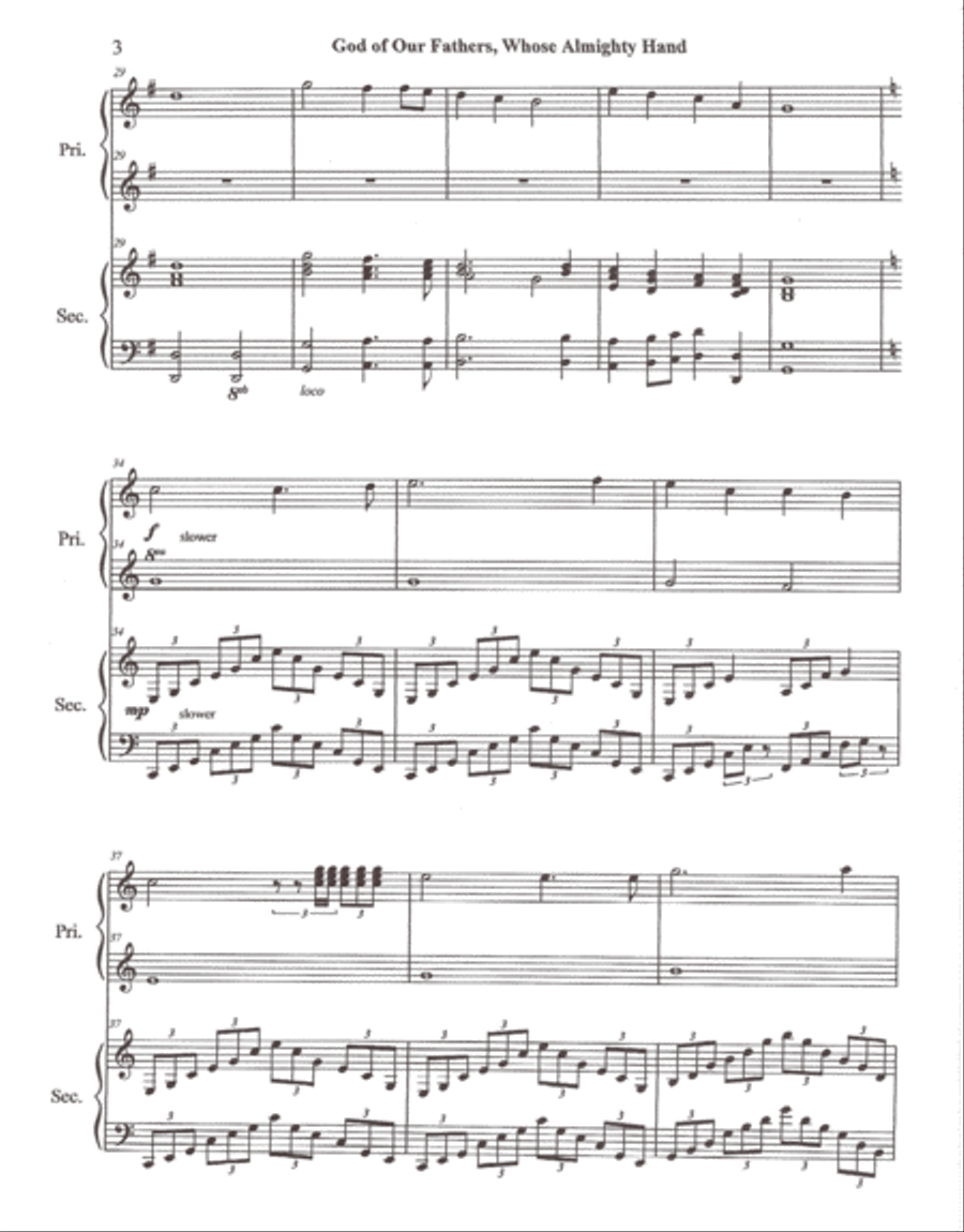 God of Our Fathers, Whose Almighty Hand piano duet Piano Accompaniment scores gallery preview page 3