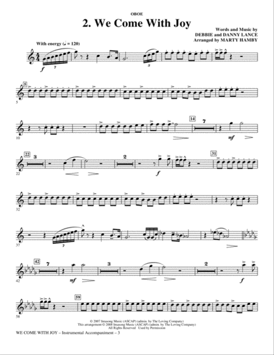 We Come With Joy Orchestration - Oboe Choir scores gallery preview page 3