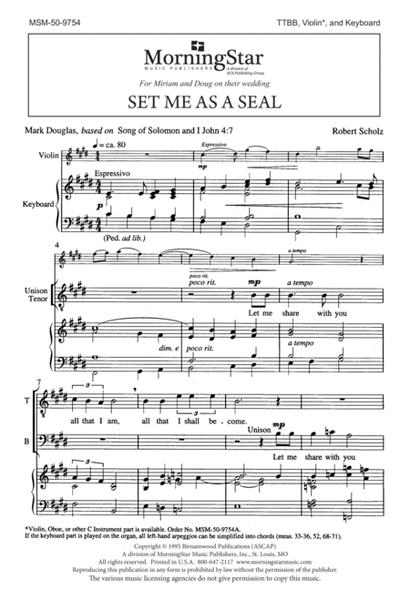 Set Me As a Seal (Downloadable Choral Score)