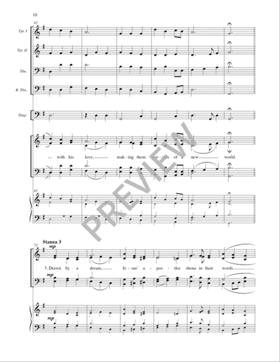 Drawn by His Word - Full Score and Parts Horn scores gallery preview page 11