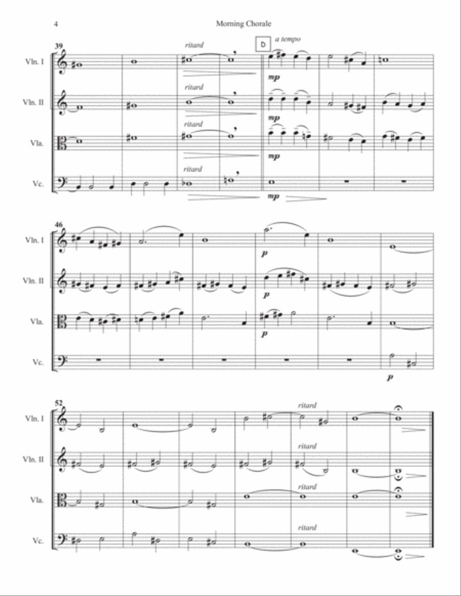 Morning Chorale Morning Chorale String Quartet scores gallery preview page 4