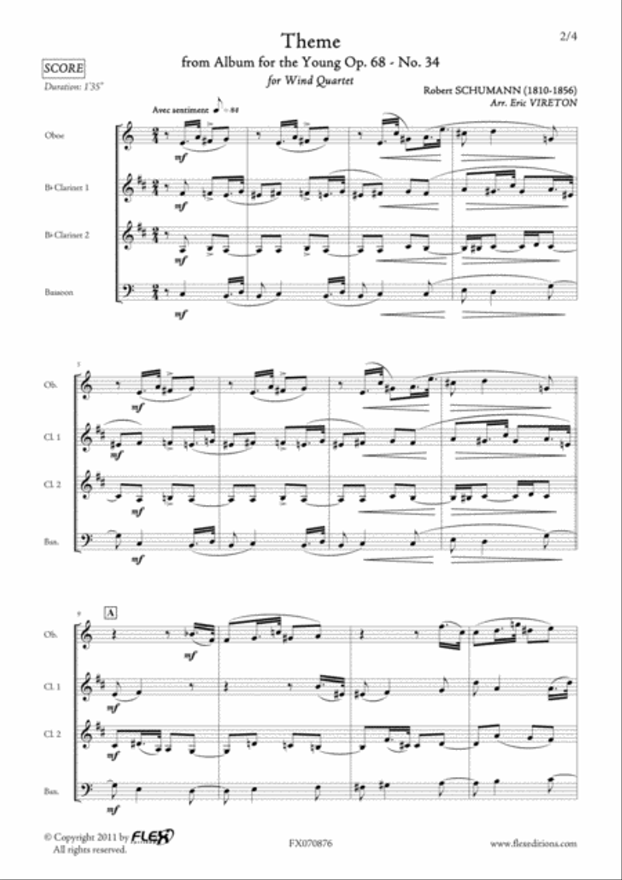 Theme from Album for the Young Opus 68 No. 34 Bassoon scores gallery preview page 2