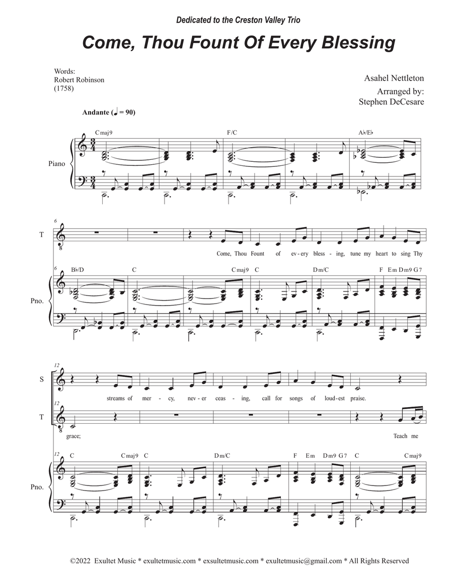 Come, Thou Fount Of Every Blessing (Duet for Soprano and Tenor solo)