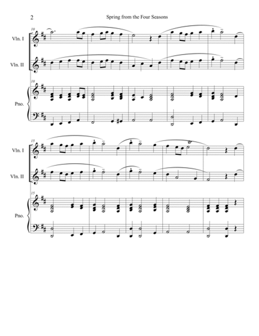 Spring from the Four Seasons (Violin Duet) with piano accompaniment image number null