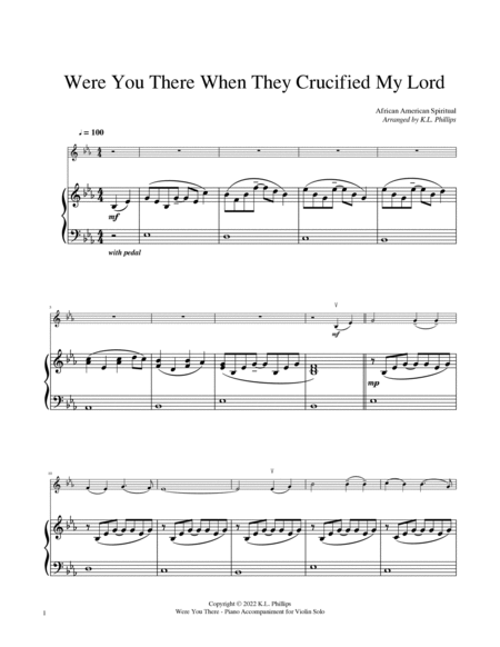 Were You There When They Crucified My Lord - Violin Solo with Piano Accompaniment image number null