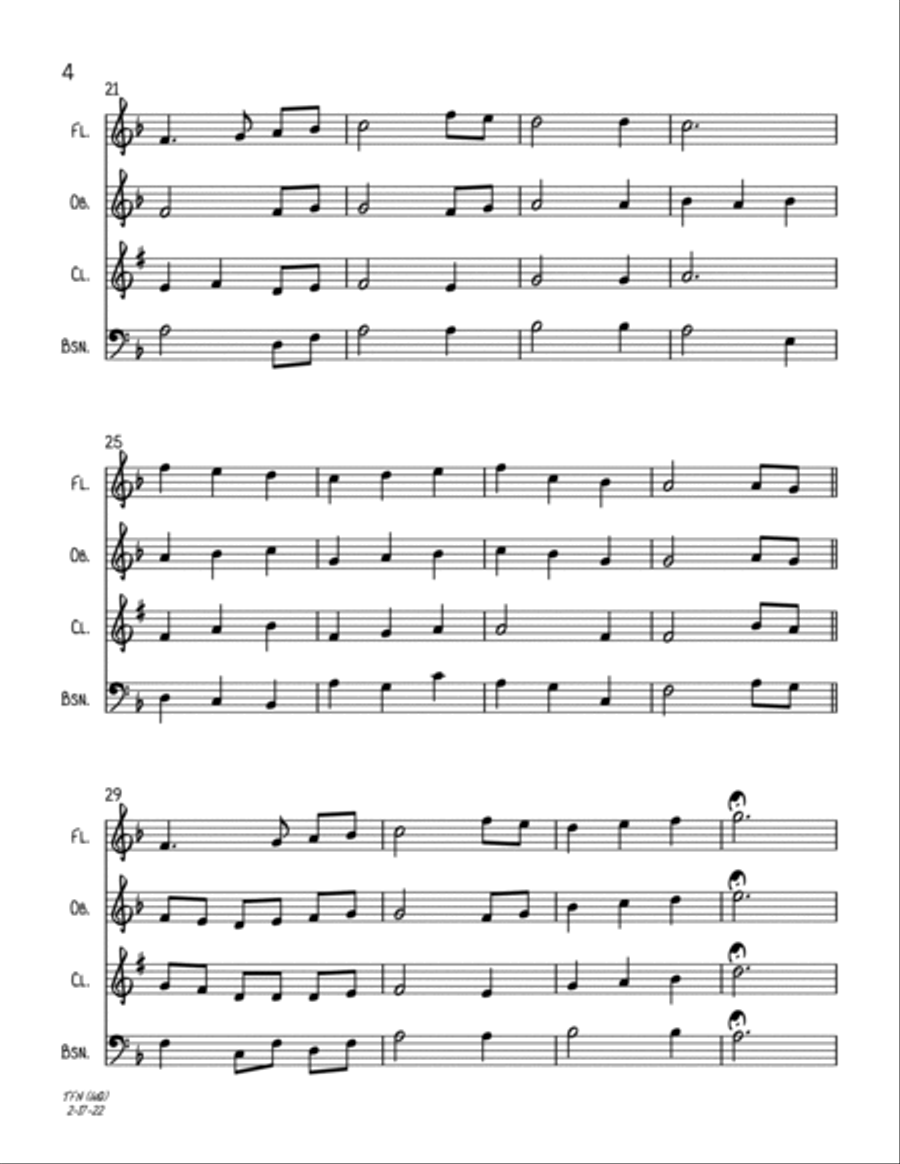 The First Noel (Wind Quartet) Woodwind Quartet scores gallery preview page 4