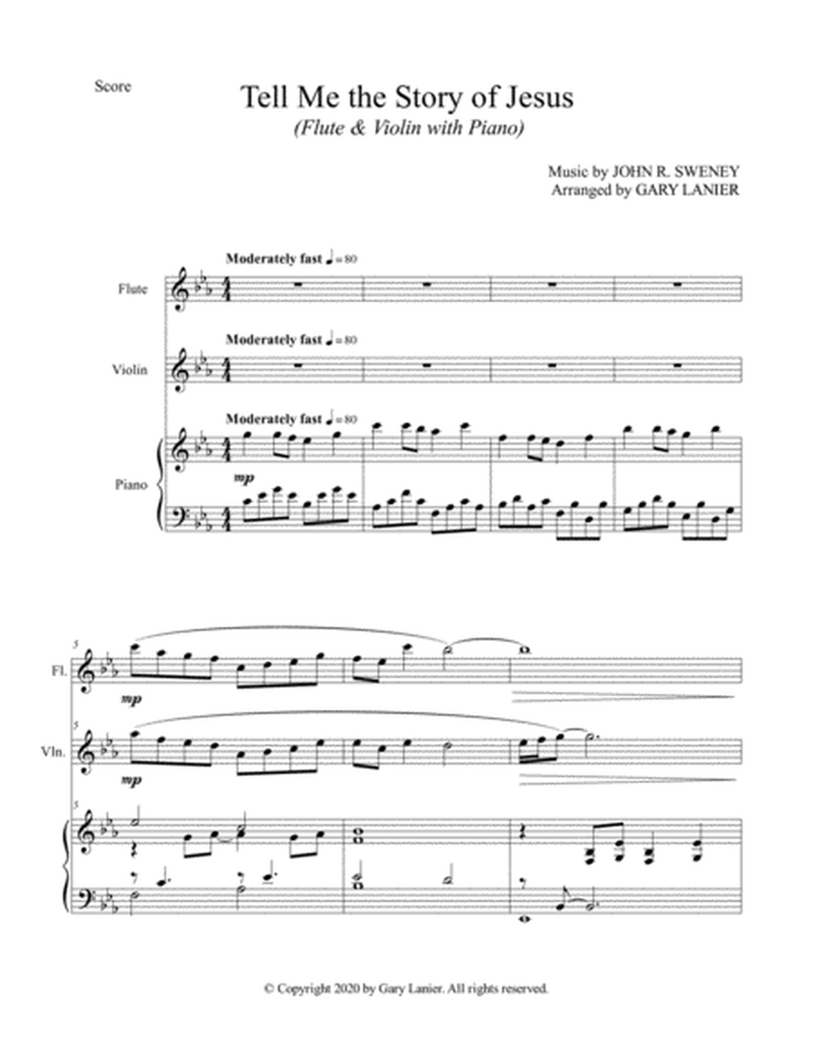 TELL ME THE STORY OF JESUS (for Flute, Violin and Piano - Score/Parts) image number null