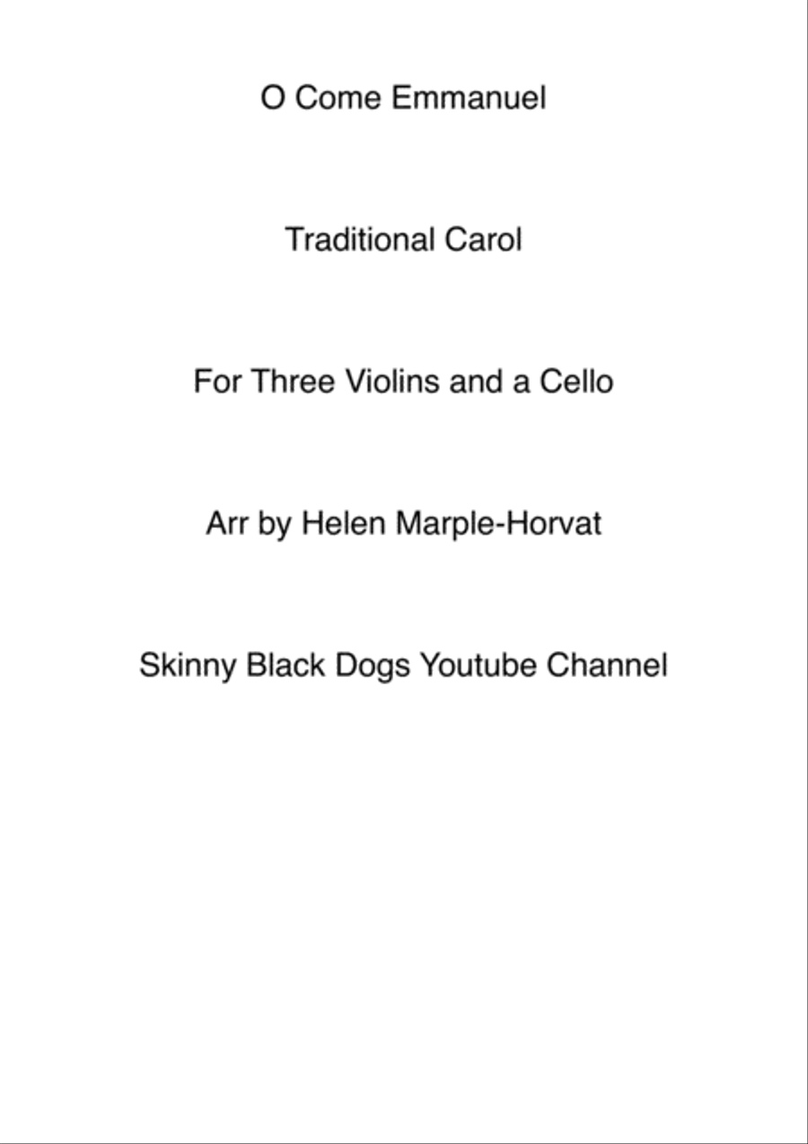 O COME EMMANUEL FOR THREE VIOLINS AND CELLO String Quartet scores gallery preview page 1