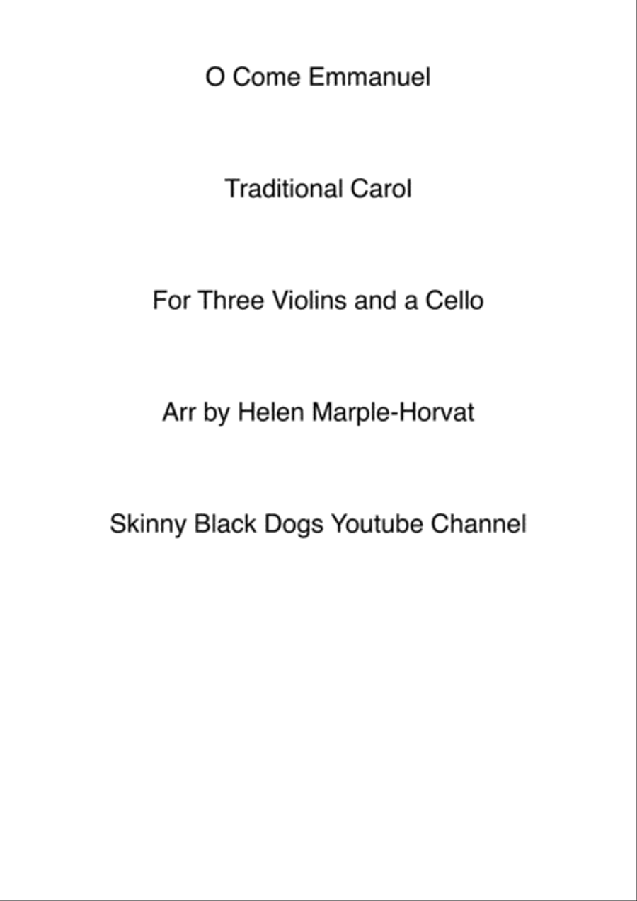 O COME EMMANUEL FOR THREE VIOLINS AND CELLO image number null