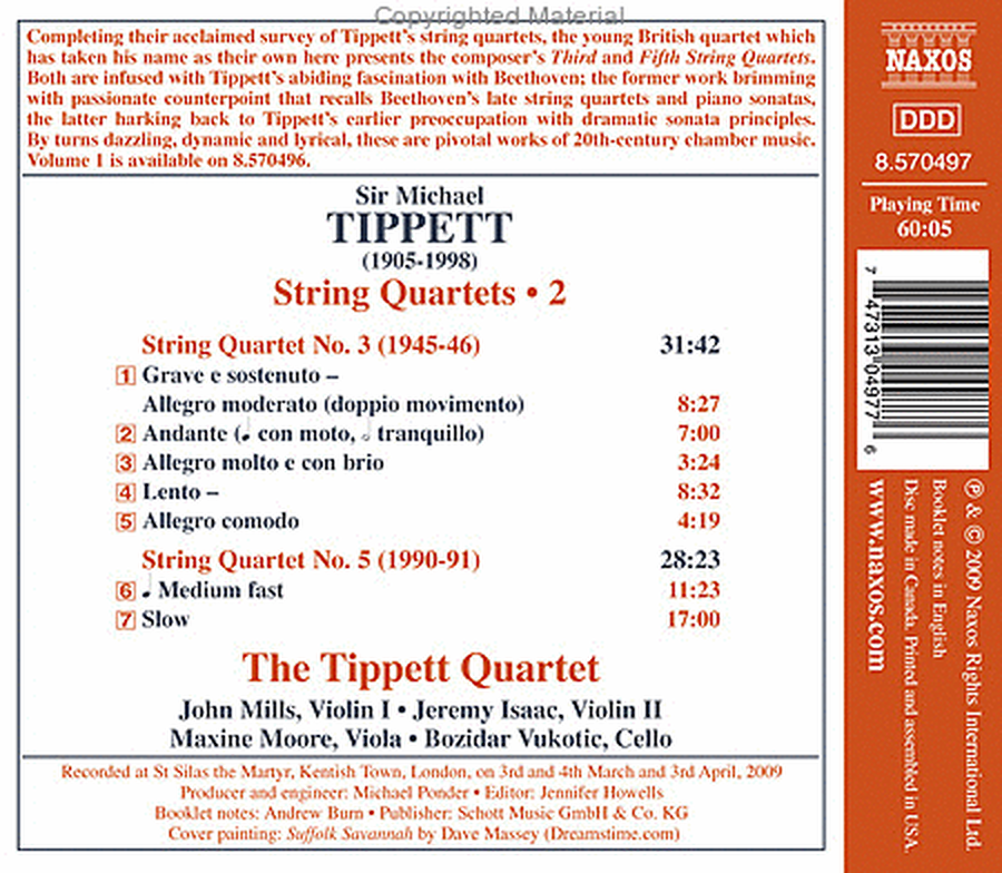 Volume 2: String Quartets Nos. 3 &