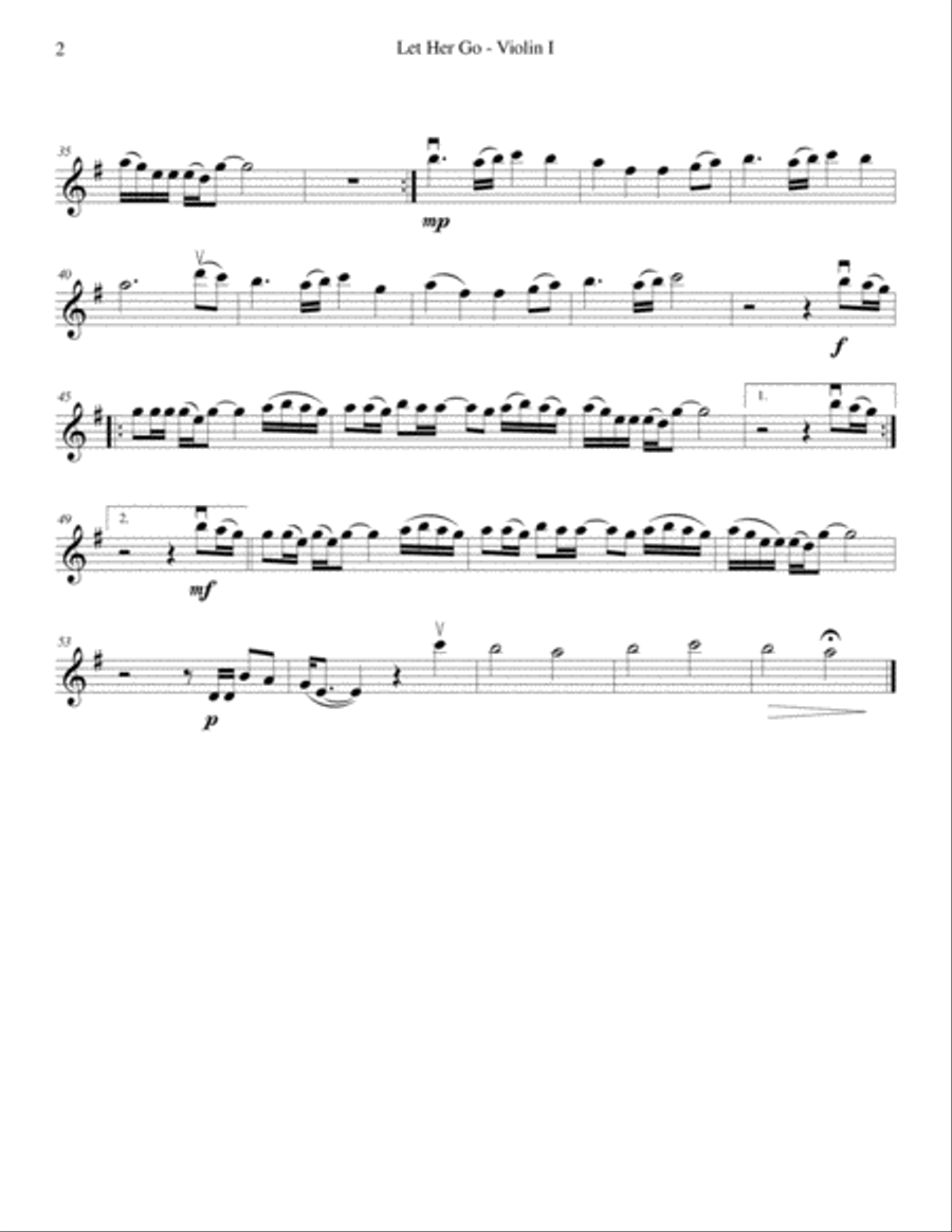 Let Her Go String Quartet scores gallery preview page 2