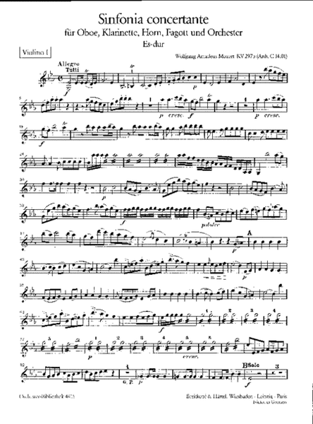 Sinfonia concertante in Eb major K. 297B (App. C 14.01)