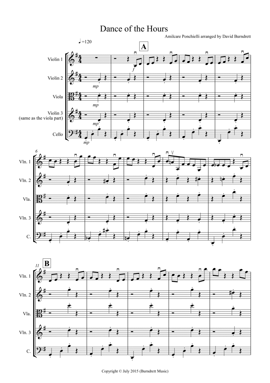 Dance of the Hours for String Quartet String Quartet scores gallery preview page 1