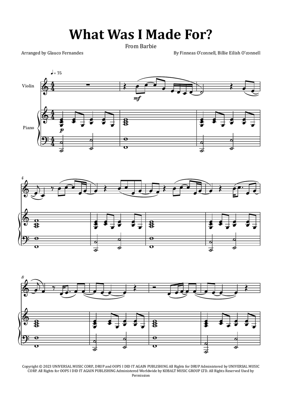 What Was I Made For? Chamber Music scores gallery preview page 1