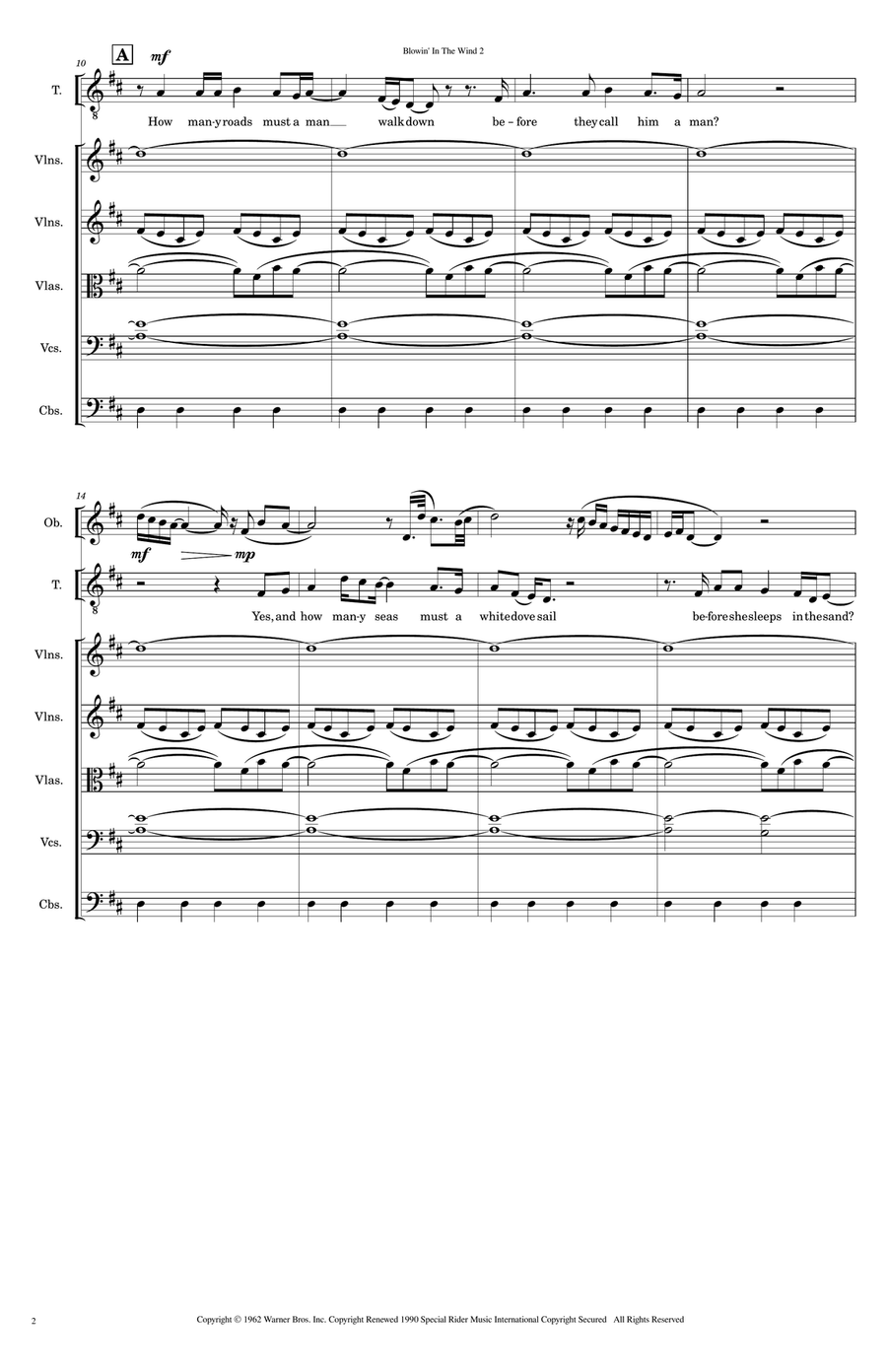 Blowin' In The Wind Full Orchestra scores gallery preview page 2
