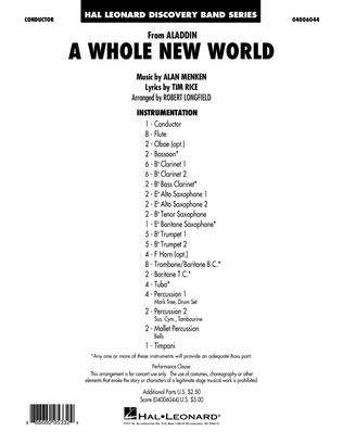 A Whole New World (from Aladdin) (arr. Robert Longfield) - Conductor Score (Full Score)