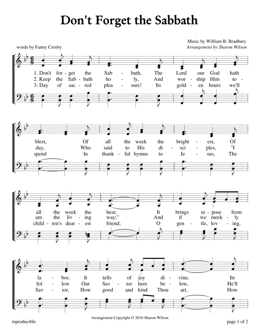 Don't Forget the Sabbath (Sabbath Celebration) High Voice scores gallery preview page 1