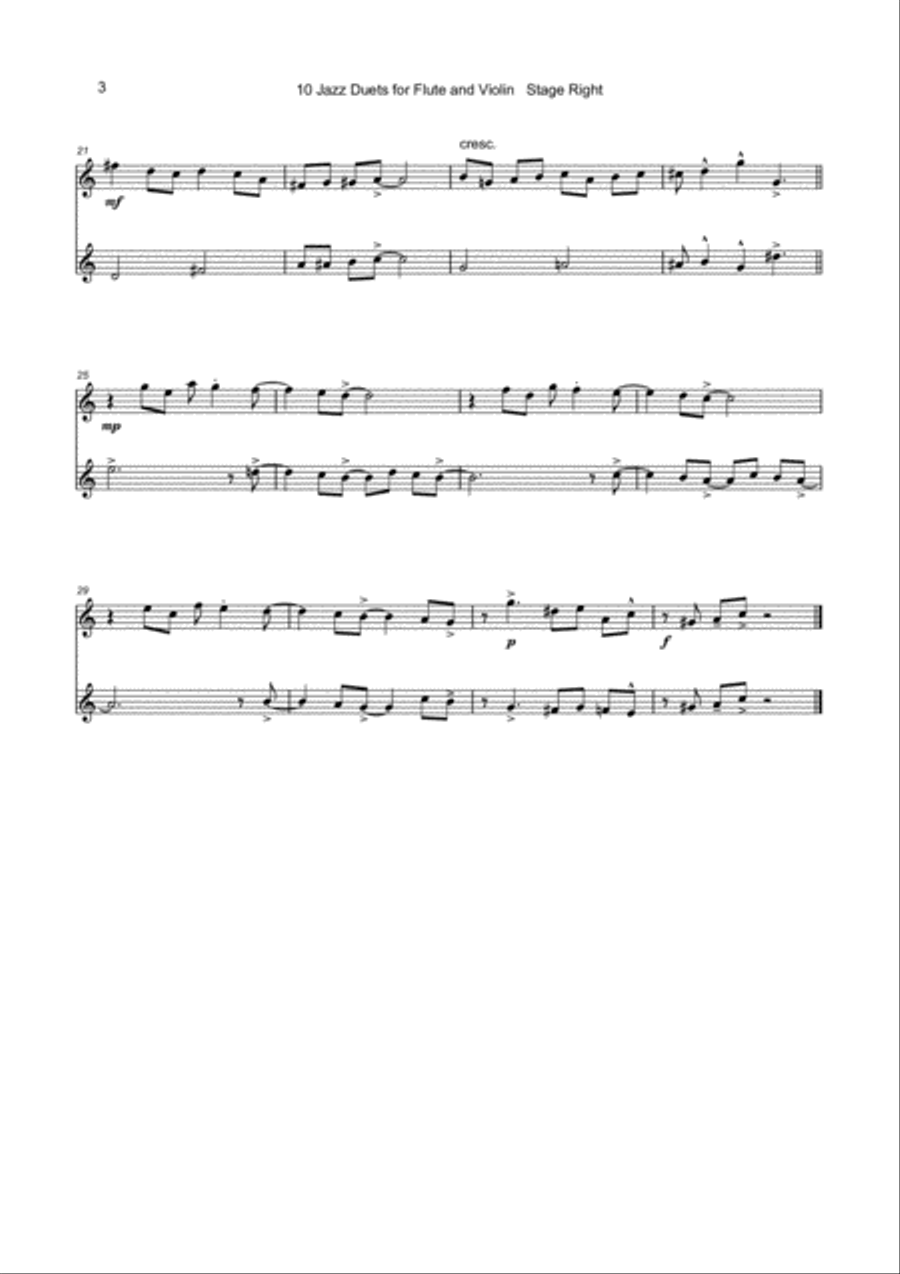 10 Jazz Duets for Flute and Violin Flute scores gallery preview page 4