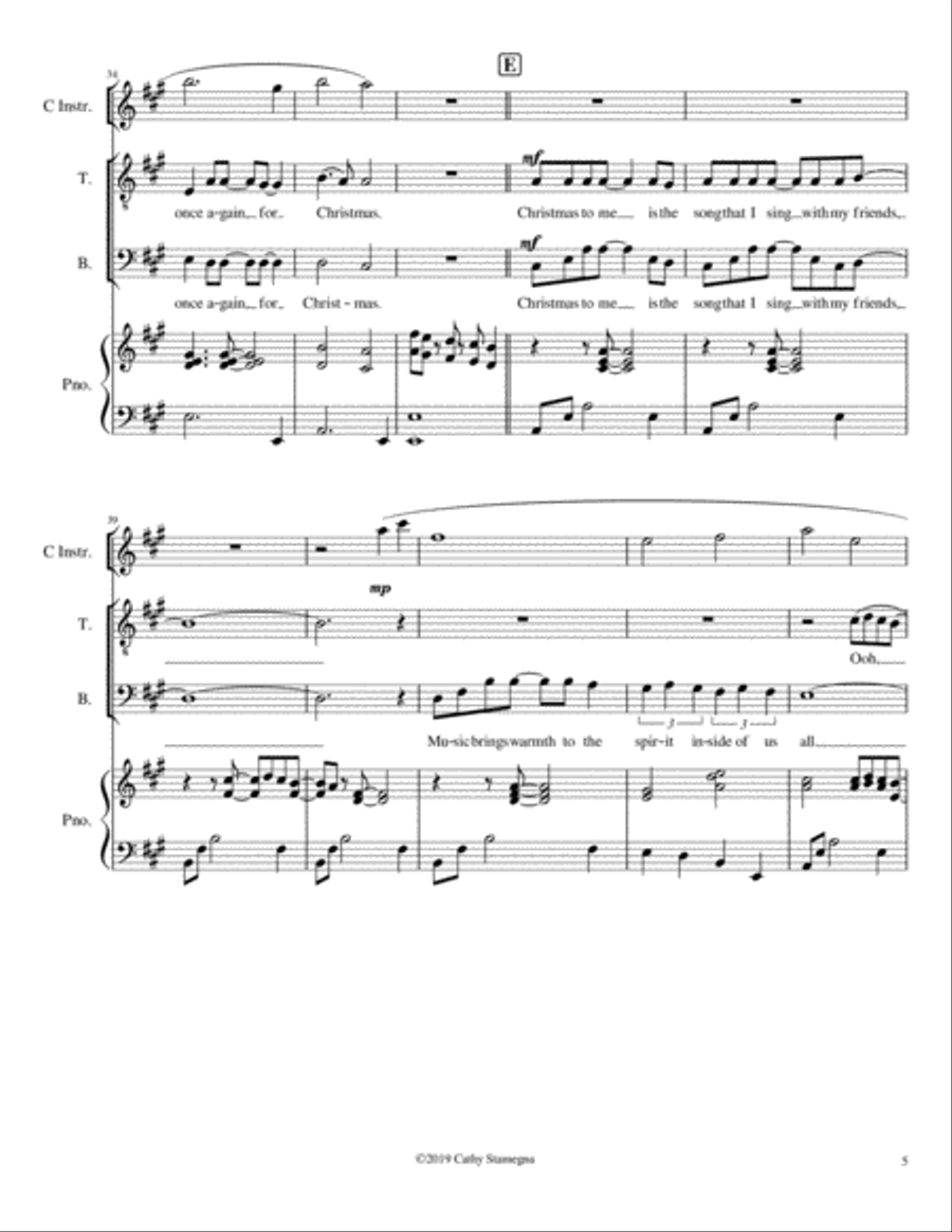 Together, Once Again, for Christmas (Duet for Tenor/Bass Solo, Optional C Instrument, Piano Acc.) Bass Voice scores gallery preview page 6
