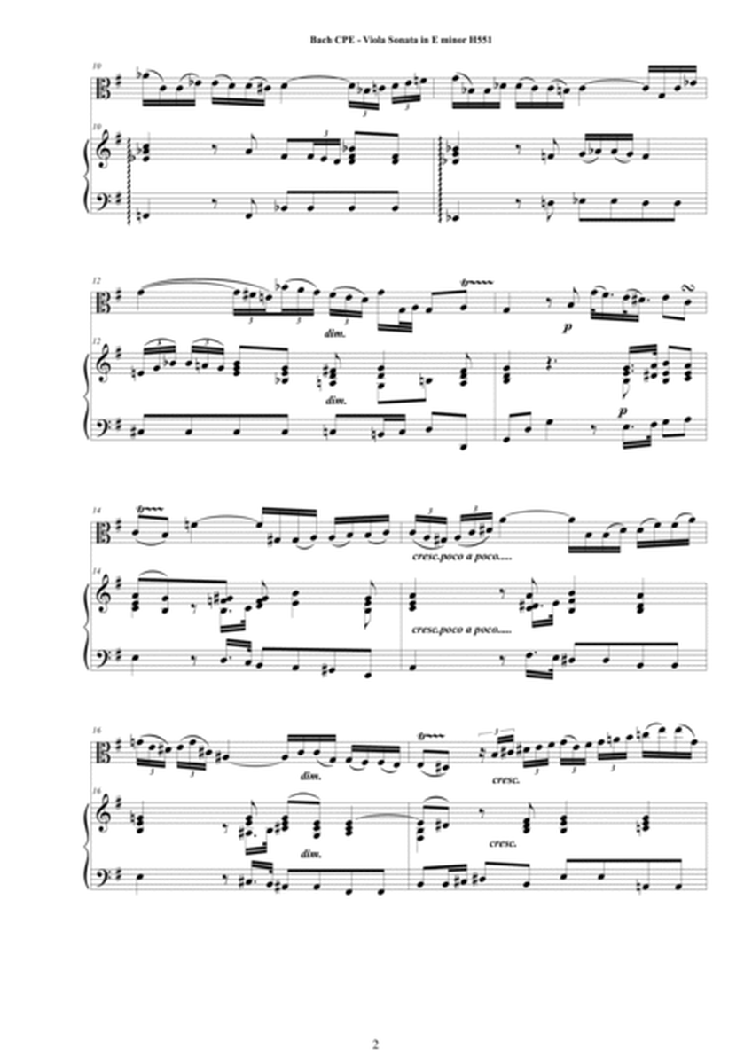 Bach CPE - Viola Sonata in E minor H551 for Viola and Piano image number null
