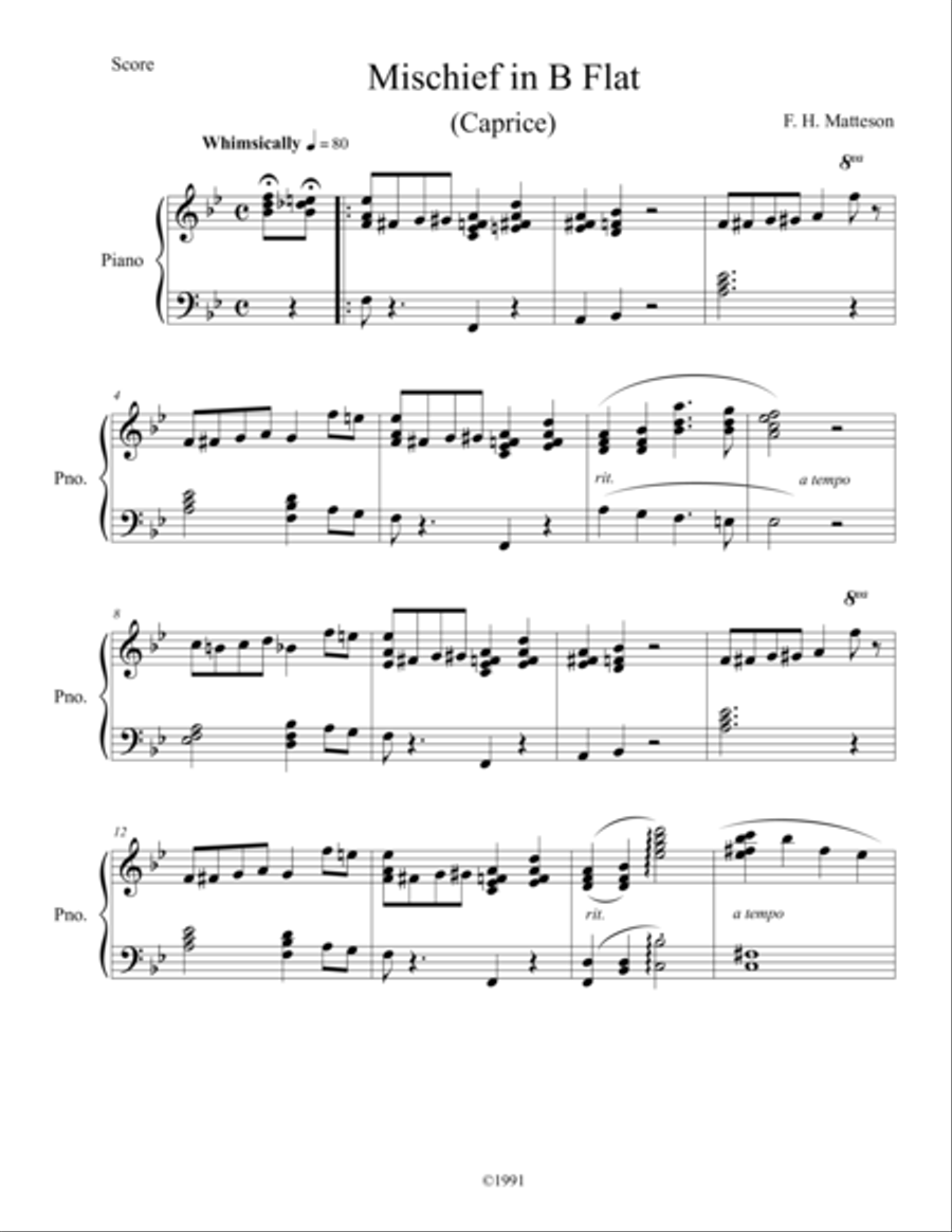 Mischief in B Flat Piano Solo scores gallery preview page 1
