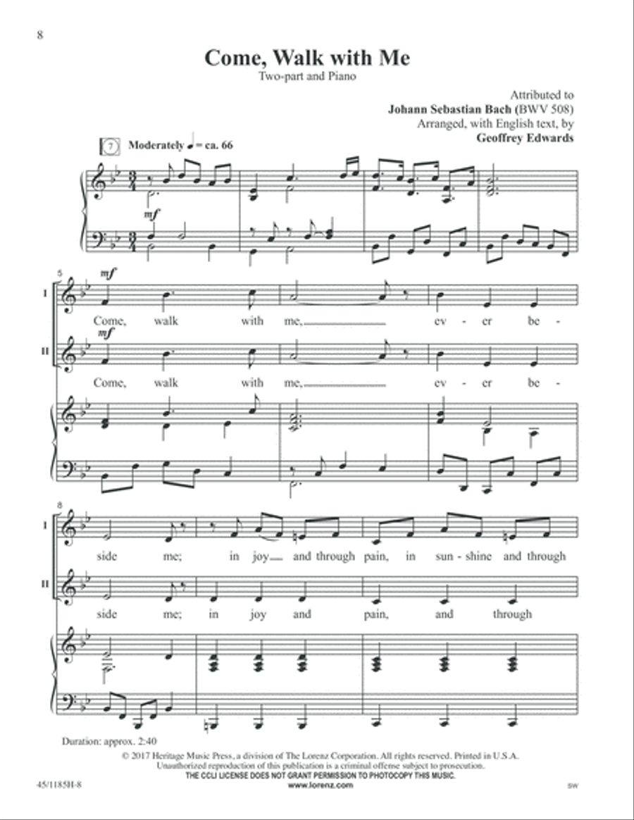 Bach for Young Voices 2-Part scores gallery preview page 8