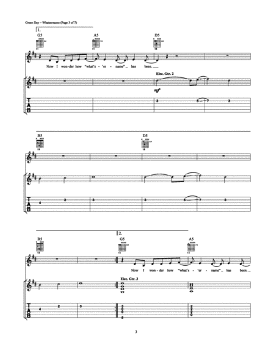 Whatsername Electric Guitar scores gallery preview page 3