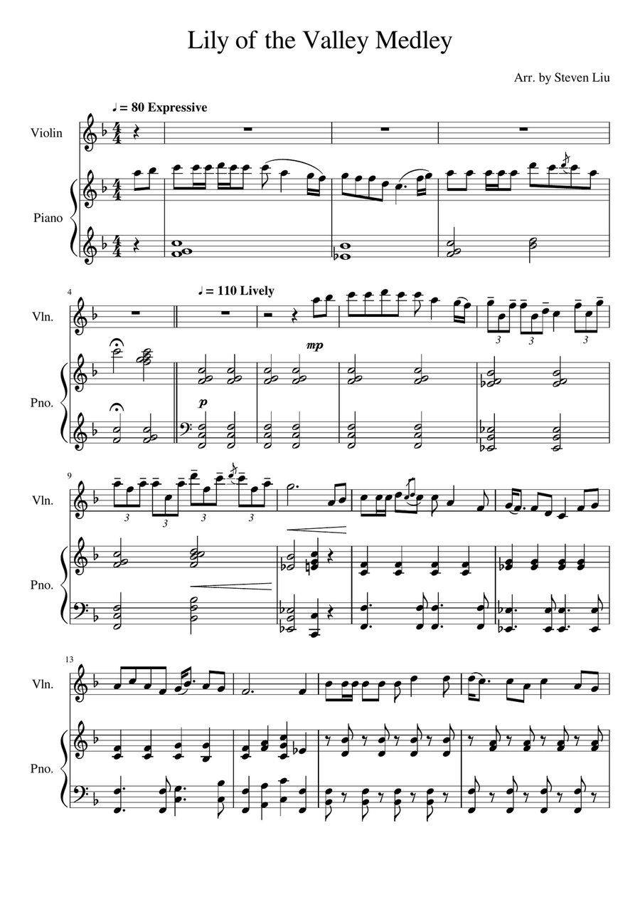 Lily of the Valley Medley Violin Solo scores gallery preview page 1