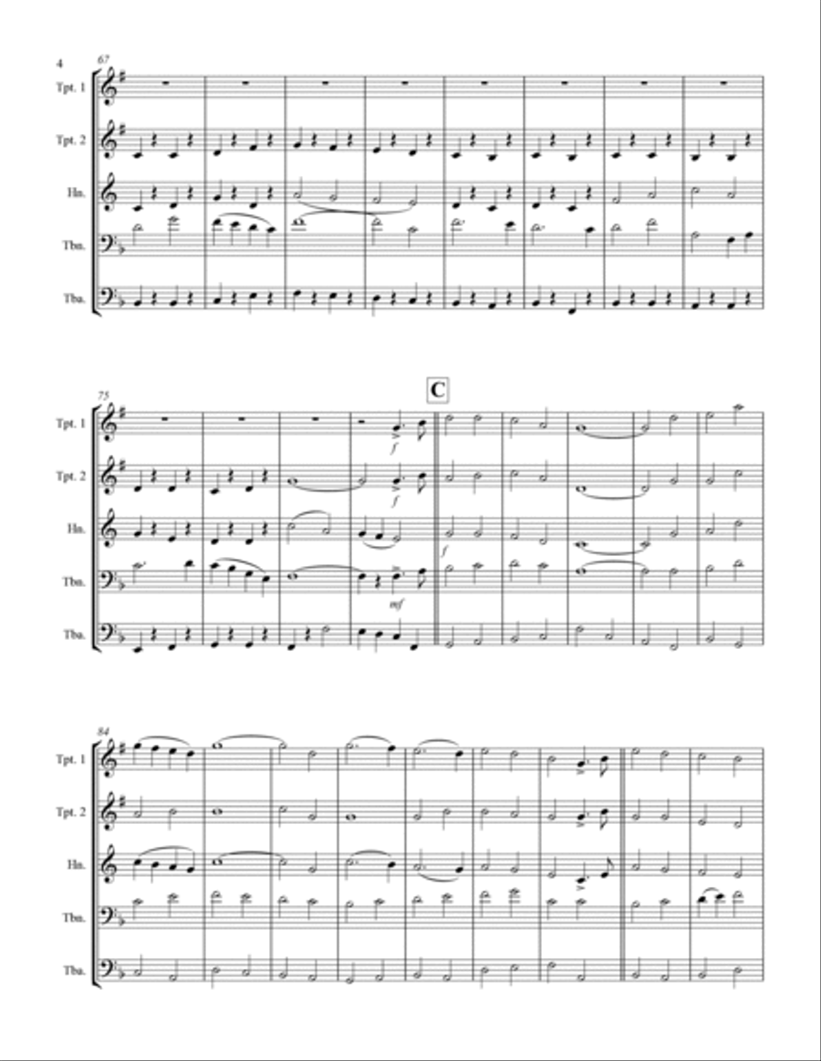 Holst - Second Suite for Military Band in F (for Brass Quintet) Brass Quintet scores gallery preview page 5