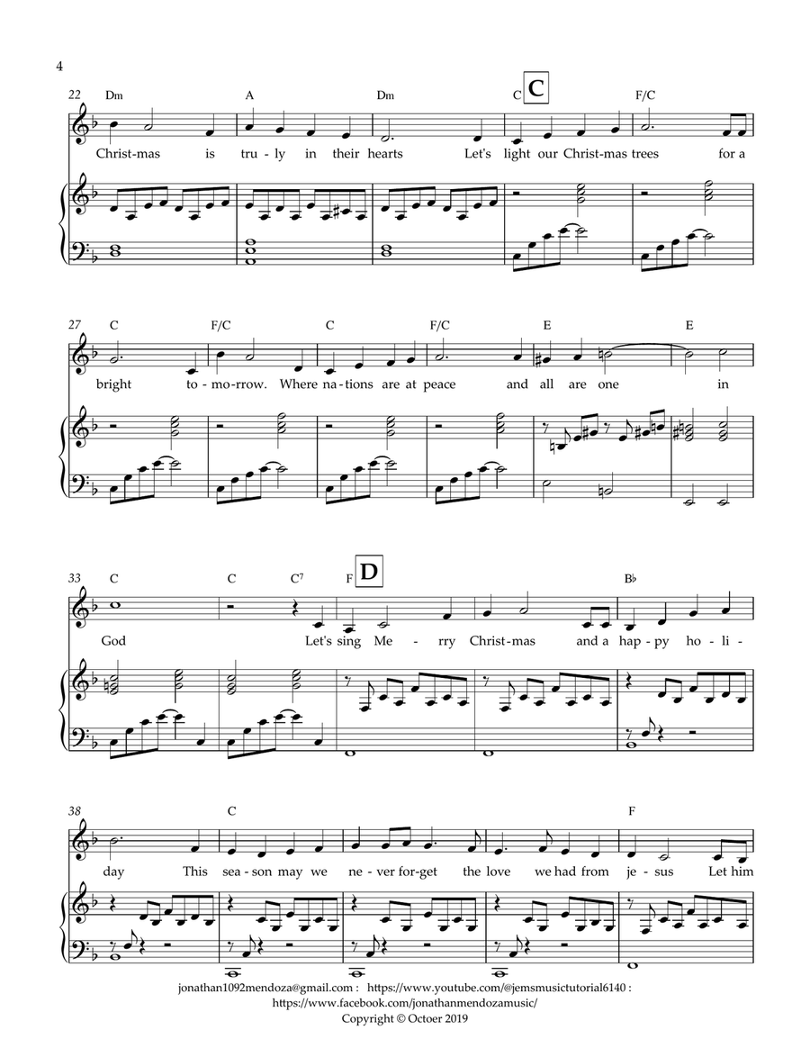 Christmas In Our Hearts - Jose Mari Chan Piano Unison Choir scores gallery preview page 4