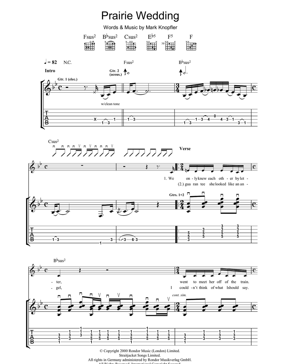Prairie Wedding Prairie Wedding Guitar Tablature scores gallery preview page 1
