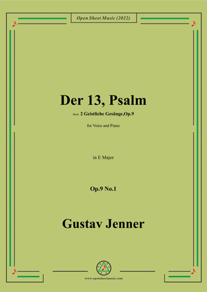 Book cover for Jenner-Der 13,Psalm,in E Major,Op.9 No.1