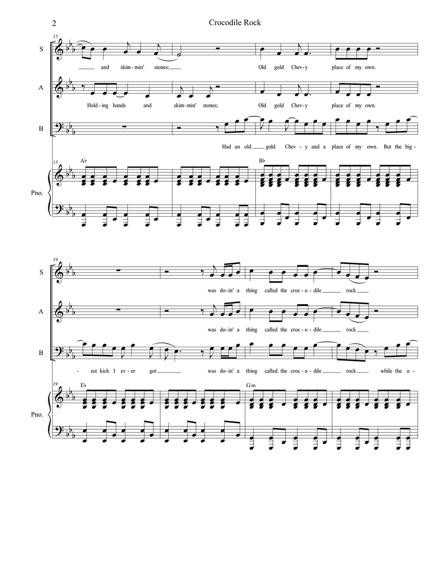 Crocodile Rock 3-Part scores gallery preview page 2