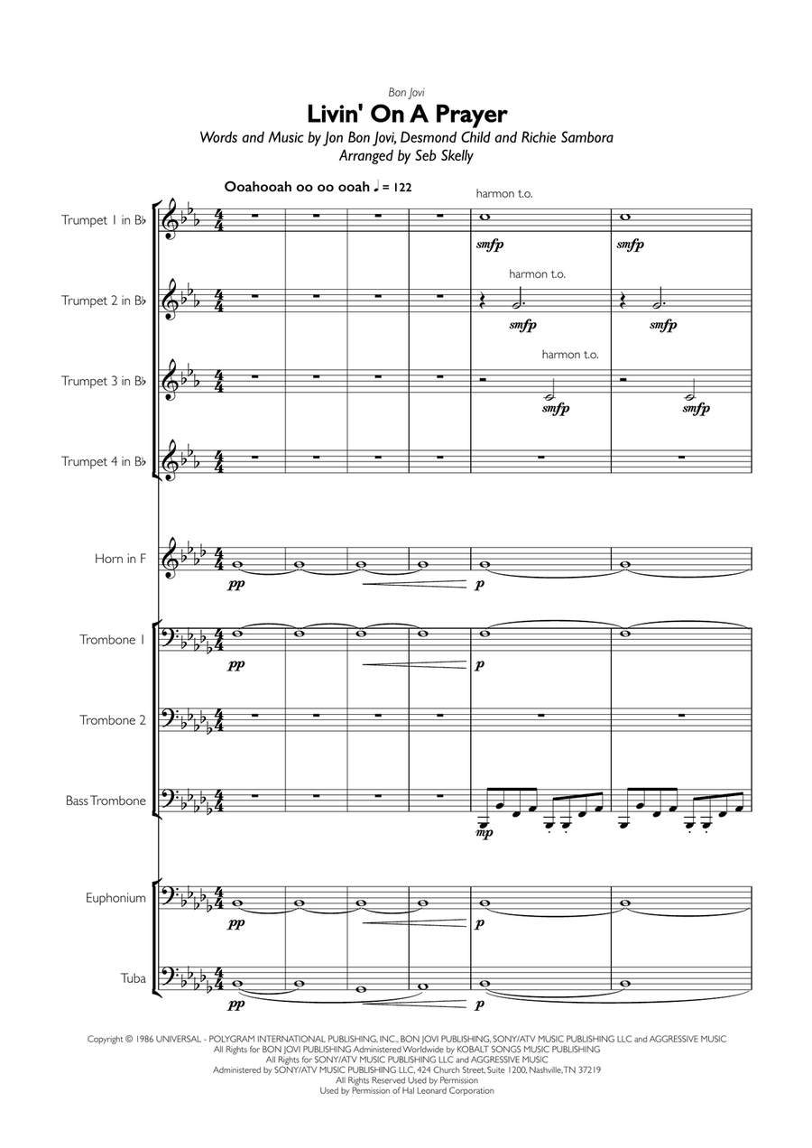 Livin' On A Prayer Livin' On A Prayer Brass Ensemble scores gallery preview page 1