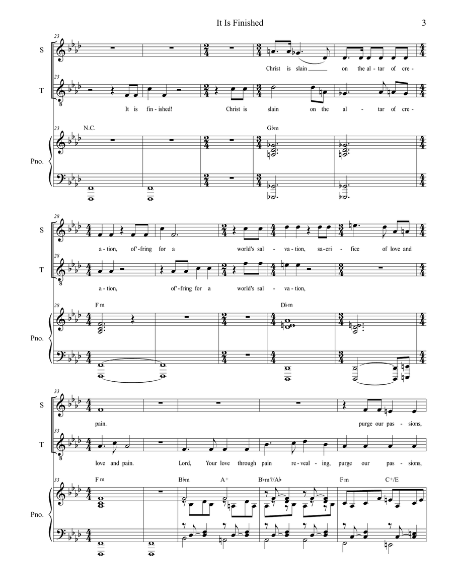 It Is Finished (for 2-part choir - (Soprano and Tenor) 2-Part scores gallery preview page 4