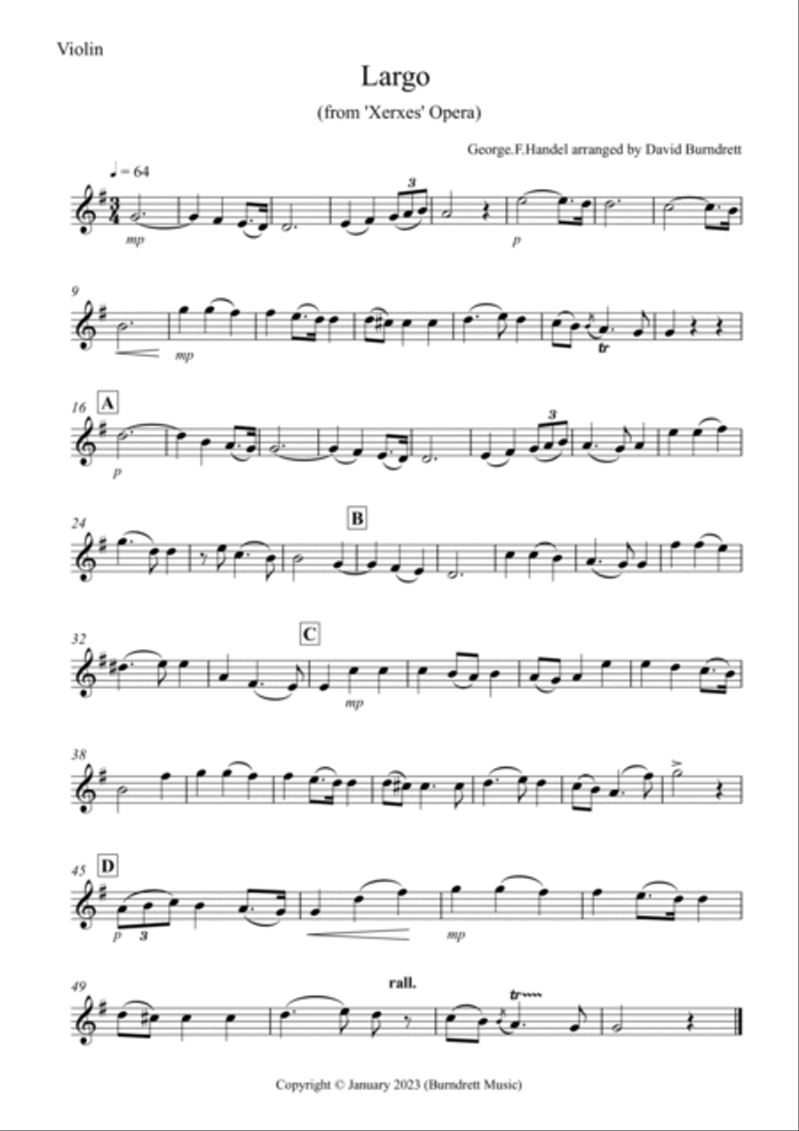 Largo (Handel) for Violin and Piano Largo (Handel) for Violin and Piano Violin Solo scores gallery preview page 3