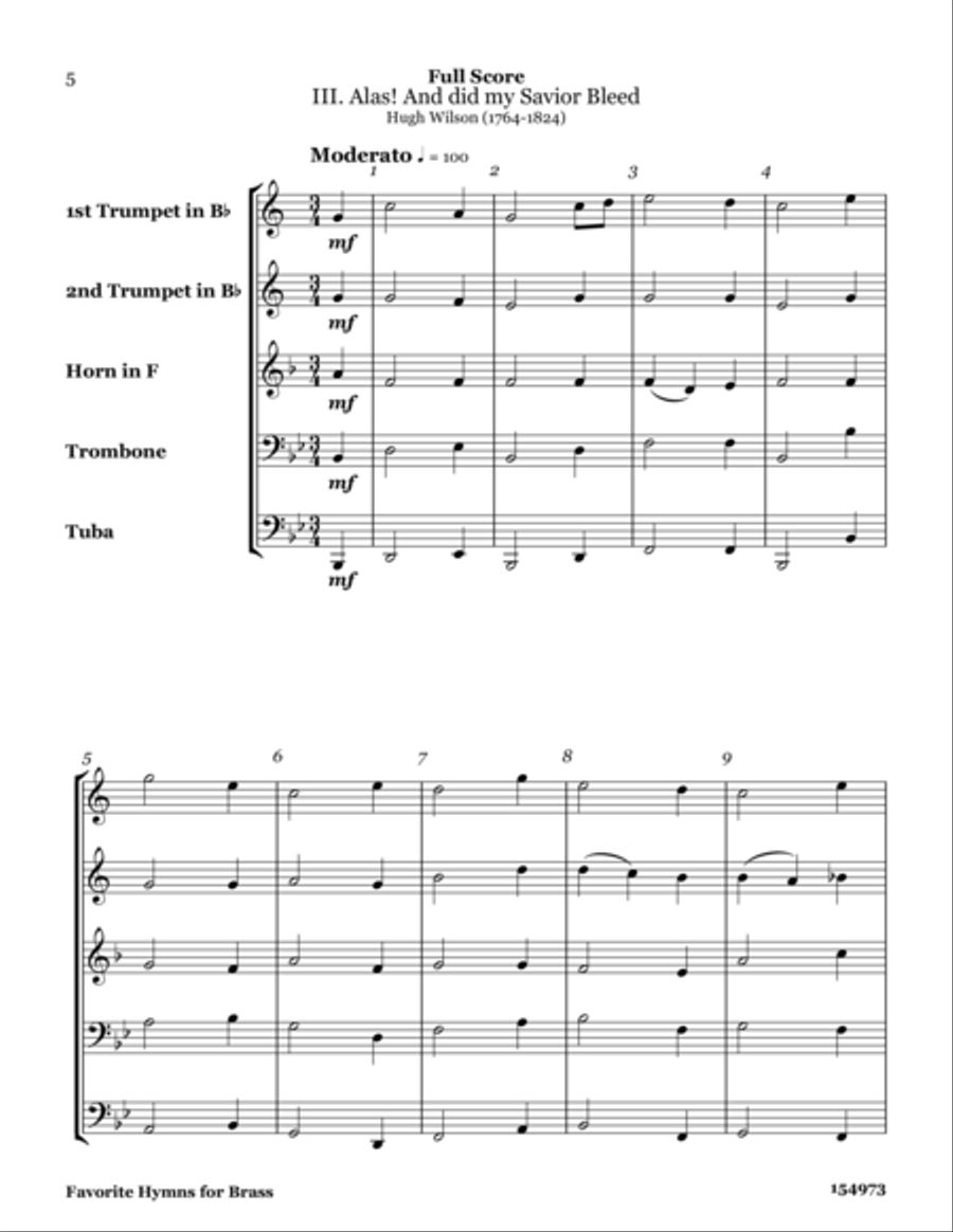 Favorite Hymns for Brass Quintet Brass Quintet scores gallery preview page 6
