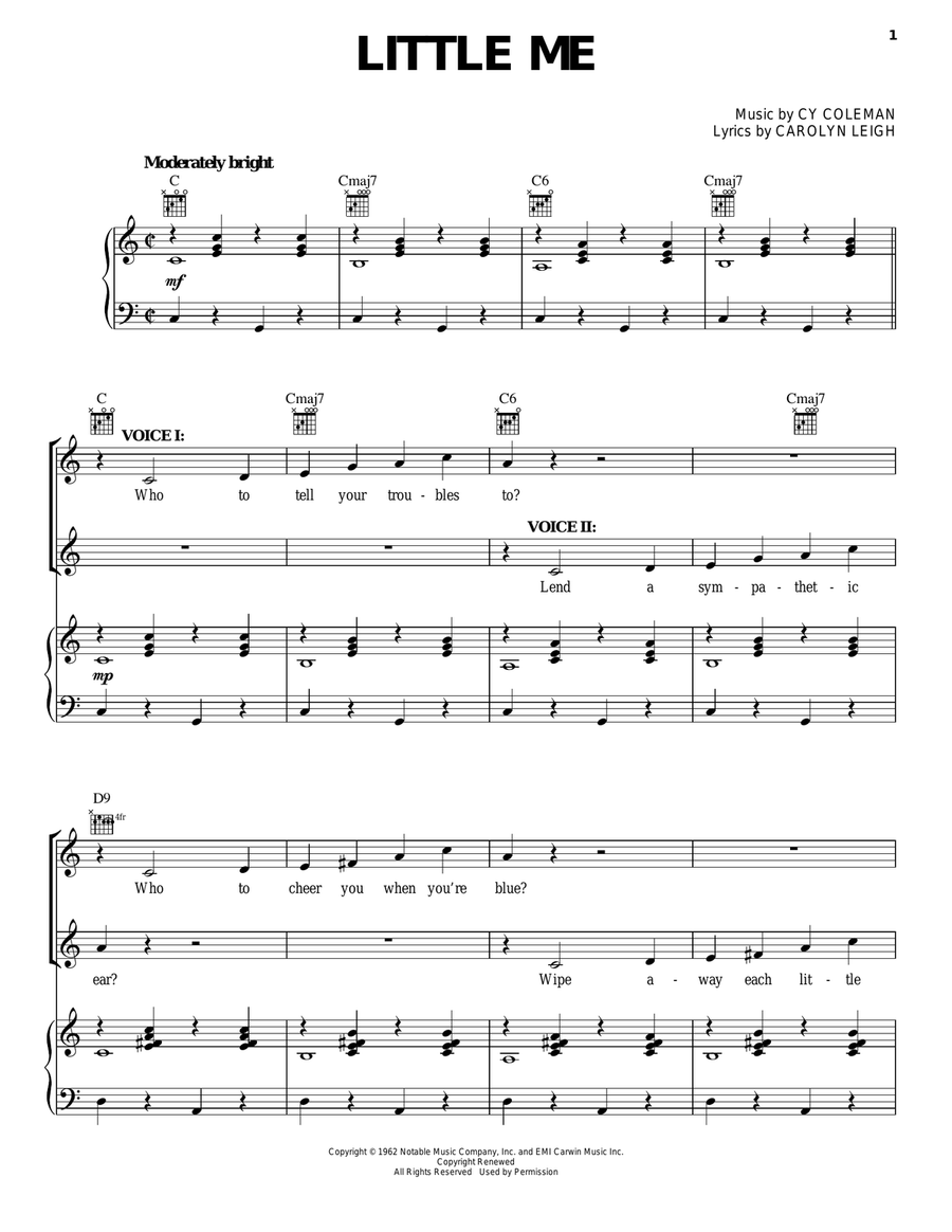 Little Me Little Me Piano, Vocal, Guitar scores gallery preview page 1