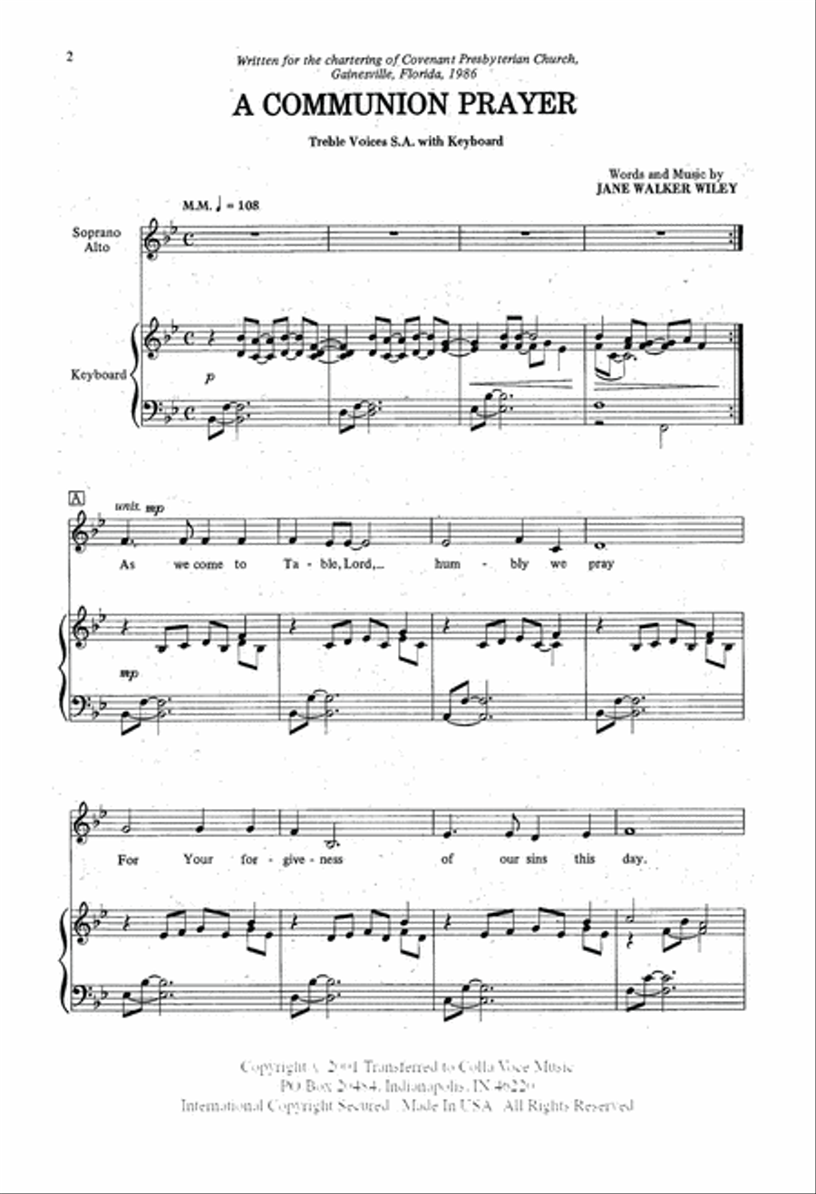 A Communion Prayer SA scores gallery preview page 2