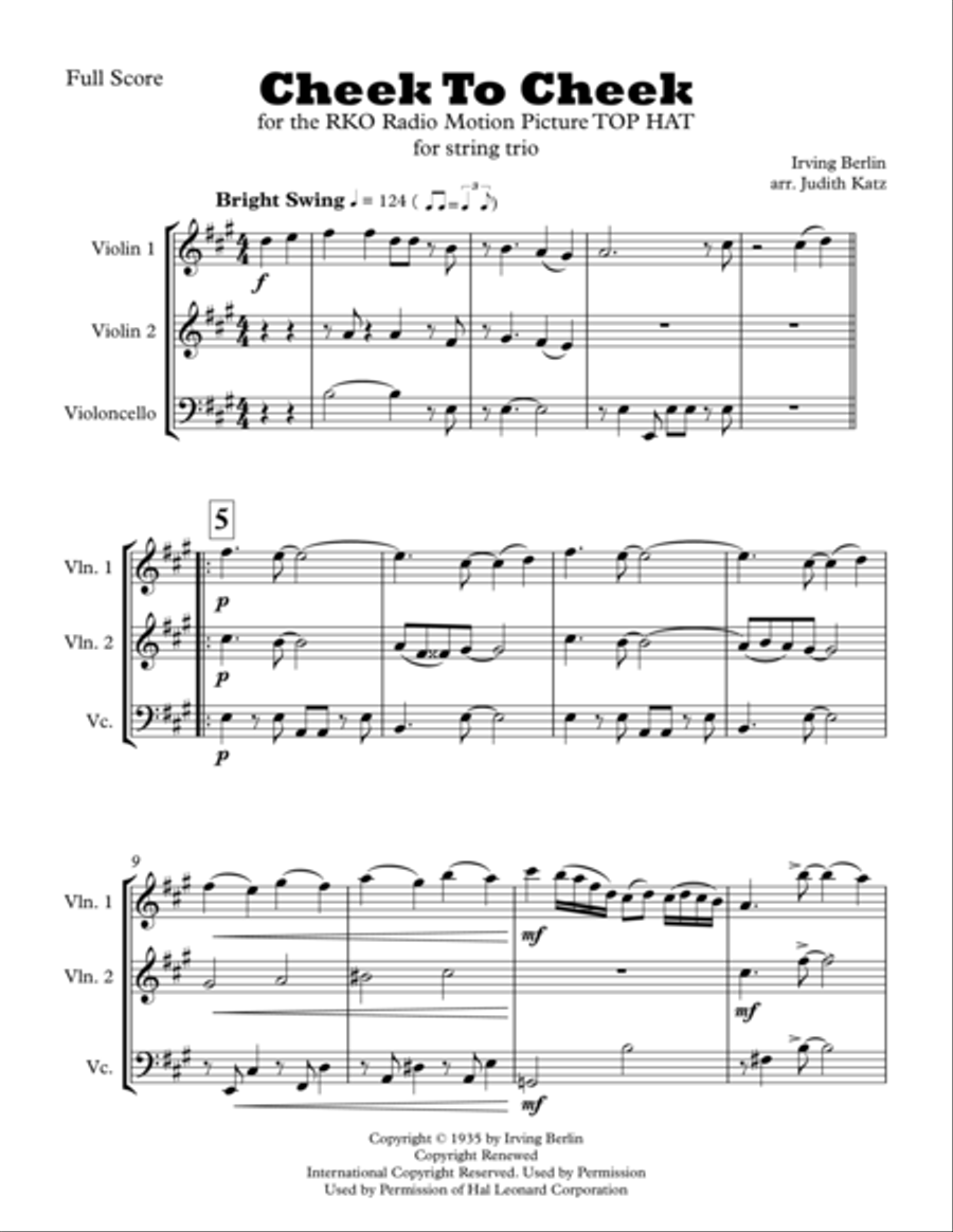 Cheek To Cheek String Trio scores gallery preview page 2