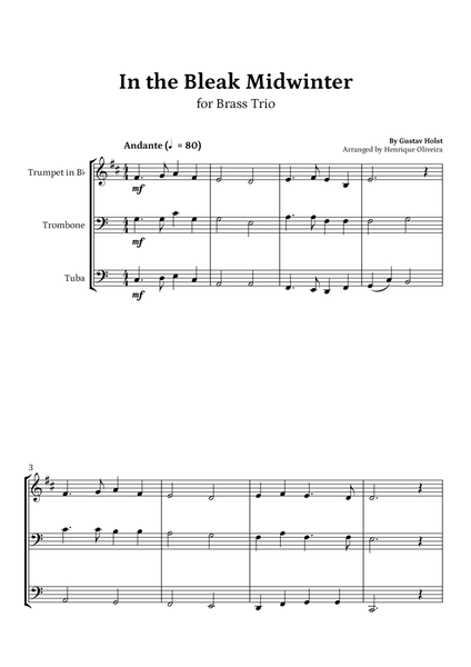 In the Bleak Midwinter (Brass Trio) - Beginner Level image number null