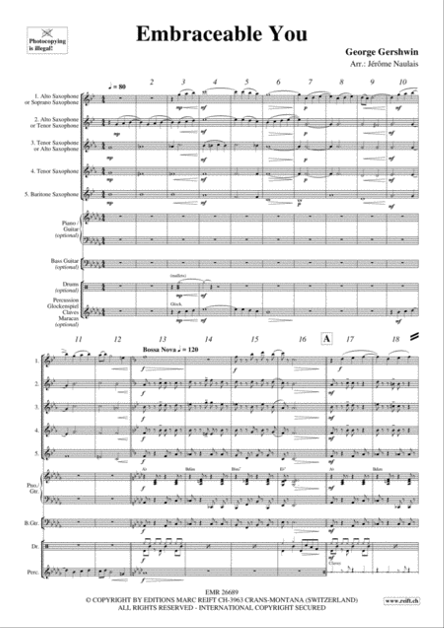 Embraceable You Saxophone Quintet scores gallery preview page 3