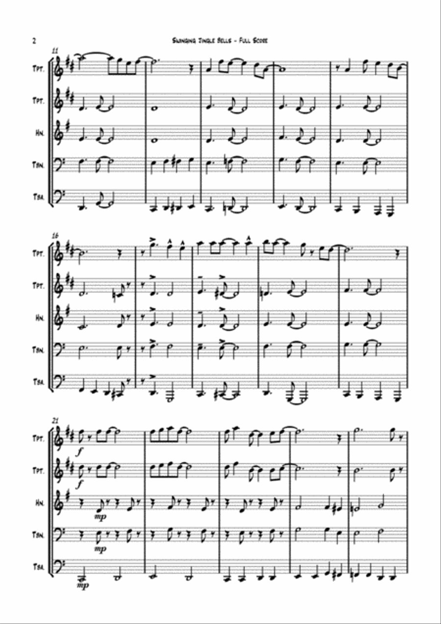 Swinging Jingle Bells - for Brass Quintet (arr. Carson Yu) Brass Quintet scores gallery preview page 5