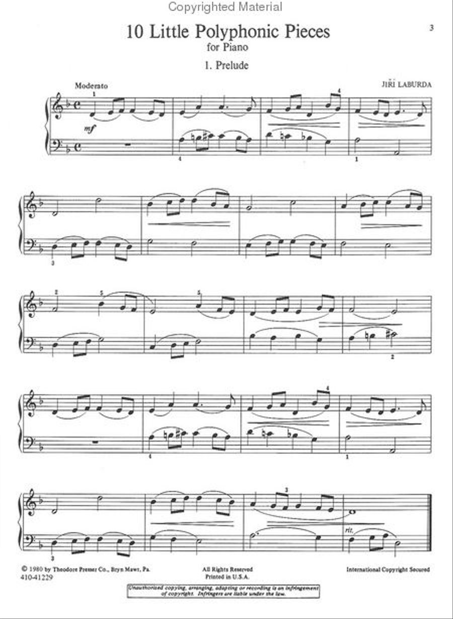 10 Little Polyphonic Pieces For Piano Chamber Music scores gallery preview page 2