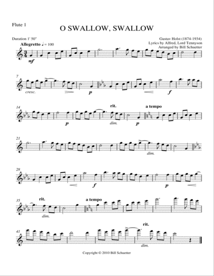 O Swallow, Swallow Flute Trio scores gallery preview page 3