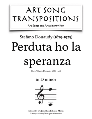 DONAUDY: Perduta ho la speranza (transposed to D minor)