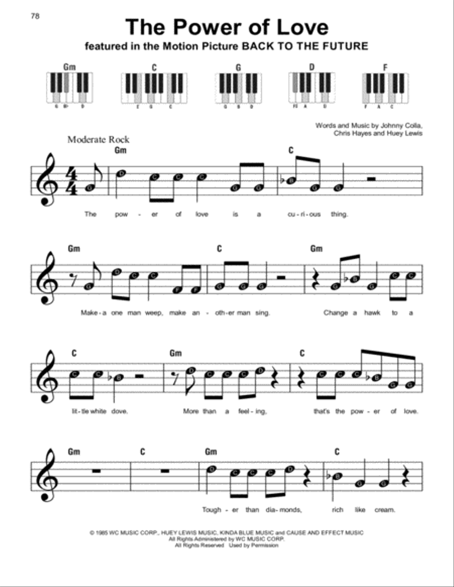 The Power Of Love The Power Of Love Easy Piano scores gallery preview page 1