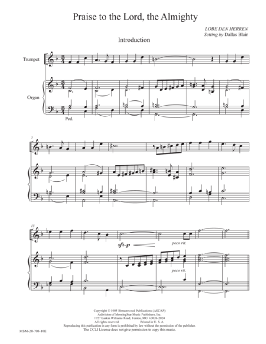 Praise to the Lord, the Almighty Trumpet scores gallery preview page 1