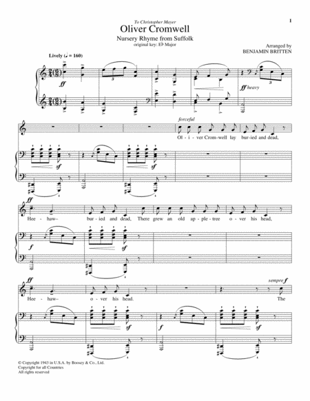 Oliver Cromwell by Benjamin Britten Piano, Vocal - Digital Sheet Music