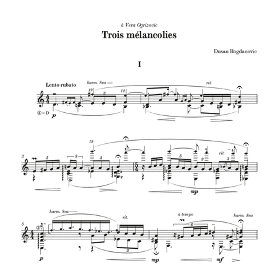 Trois mélancolies Classical Guitar scores gallery preview page 2
